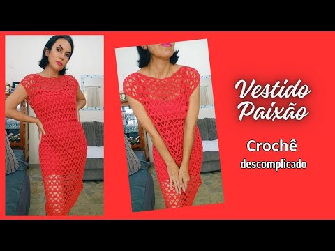 VESTIDO OU SAÍDA DE PRAIA DE CROCHÊ PAIXÃO PLUMA