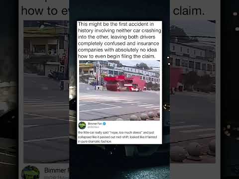 This might be the first accident in history involving neither car crashing into the other, leaving