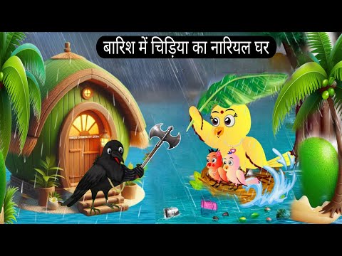 बारिश में चिड़िया का नारियल घर | Episode Rano |Chidiya Wala Cartoon |Tuni Cartoon | Chichu Tv