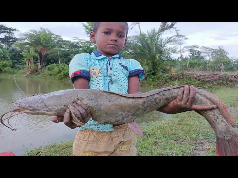 Amazing Boy Catching Big Catfish By Hook - Catching Giant Fish By Hook