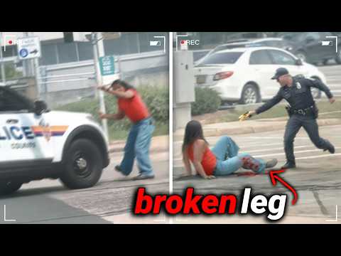 Idiot Cop RUNS OVER Suspect, Then Threatens to Tase Him!