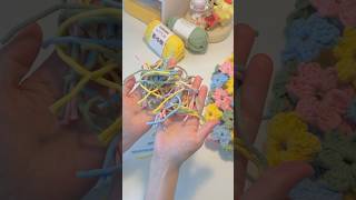 Cutting yarn ends ASMR🍓 #crochet #cuttingasmr