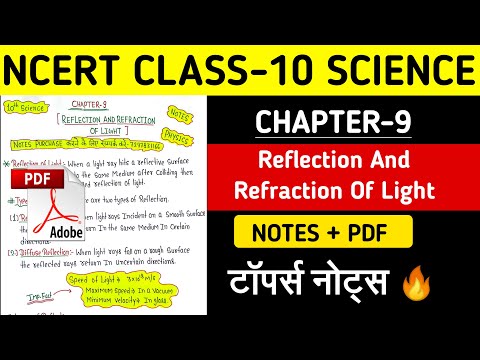 Ncert Class 10th Science ।। Chapter-6 Reflections and Refraction of Light Notes ।। Physics Notes