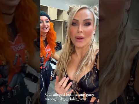Natalya and Gigi Dolin have funny recording mistake backstage