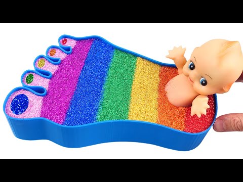 Satisfying Video l How to make Foot into Mixing Glossy Slime Cutting ASMR l RainbowToyTocToc