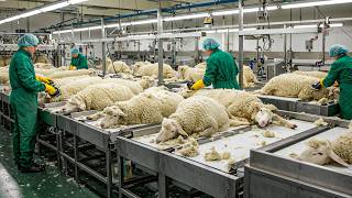 Millions Of Sheep Are Raised And Harvested For Wool, Fabric, And Meat – Sheep Processing In Factory