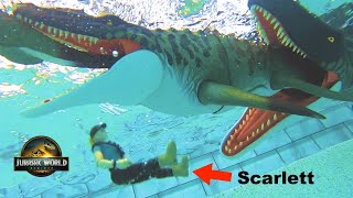 GIANT Mosasaurus Battle! Jurassic World Rebirth Dinosaur Toy Feeding Frenzy