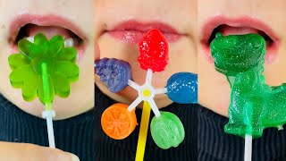 asmr eating LOLLIPOPS JELLY MERINGUE sounds food mukbang