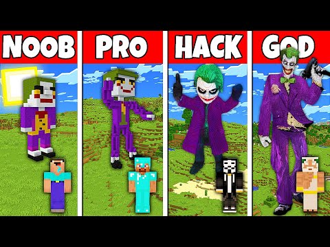 Minecraft Battle: NOOB vs PRO vs HACKER vs GOD! JOKER STATUE BUILD CHALLENGE in Minecraft