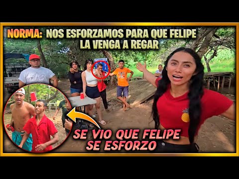 Felipin puso todo su empeño pero se le cayó el vaso. Norma se molestó porque Felipin perdió.