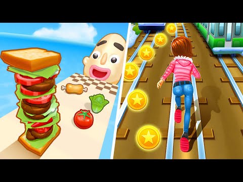 Sandwich Runner VS Subway Princess Runner Game, Sandwich Runner Game, Sandwich Run Gameplay