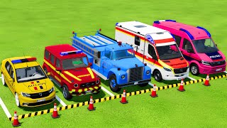 TRANSPORTING POLICE CARS, FIRE DEPARTMENT, AMBULANCE VEHICLES WITH MAN TRUCKS ! Farming Simulator 22