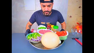 المخلمة العراقية على اصولها ببيضة نعامة كبيرة - طبخ واكل Iraqi Makhlama Ostrich Egg Recipe & Mukbang