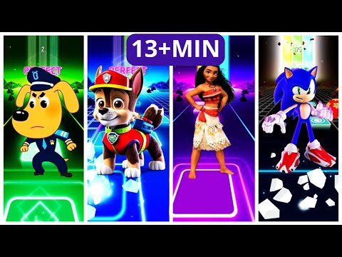 Sheriff Labrador vs Paw Patrol Movies vs Moana 2 vs Sonic the Hedgehog 3 Tiles Hop #13