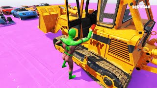 SPIDERMAN CRAZY BULLDOZER GTA 5 (Euphoria Physics/Ragdolls)