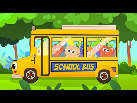 Wheels on the Bus, Go Round and Round + More Fruits Cartoon Videos for Kids