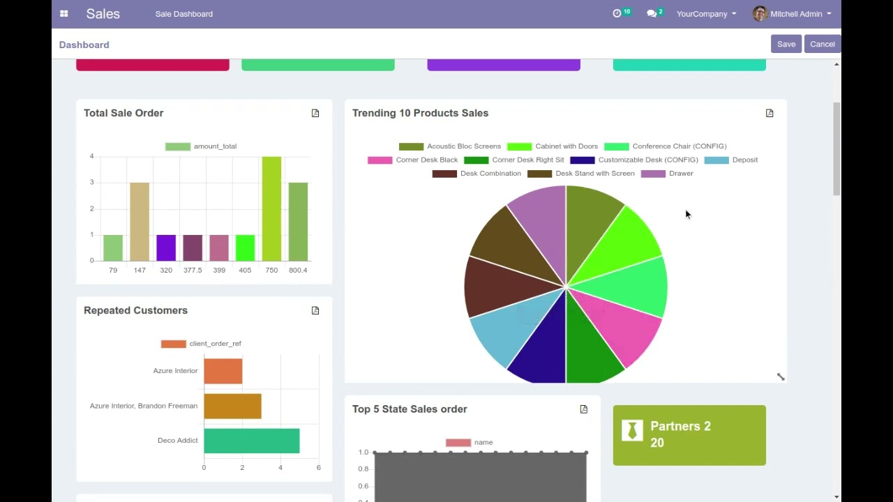 Amaze odoo Dynamic Sales Dashboard  module, Sale odoo dashboard | 16.03.2023

Amaze Odoo Sales Dashboard module contains functionality to create Tiles, Pie Chart, Horizontal chart, Line chart, Bar Chart, ...