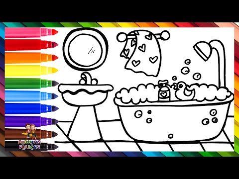 Dibuja y Colorea Un Baño 🛁🧴🫧🌈 Dibujos Para Niños