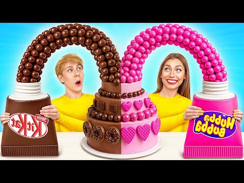Negra vs Rosa Desafío de Decoración de Pasteles | Desafíos de Comida Divertida por Mega DO Challenge