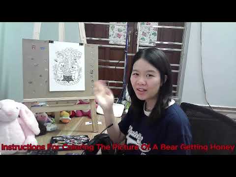 instructions for coloring the picture of a bear getting honey