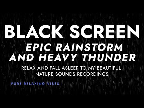 Fall Asleep to Heavy Rain and Thunder Sounds | Relax and Wind Down to Black Screen Nature Sounds