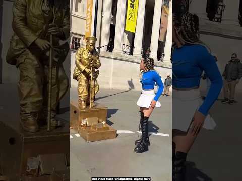 This girl and statue man performed amazing stunts #shortvideo