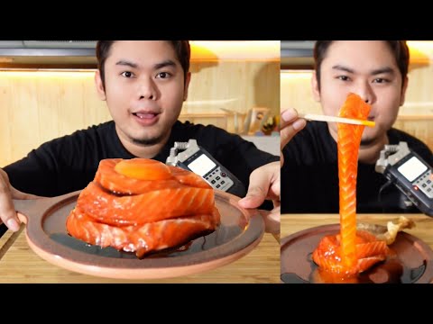 MUKBANG SALMON MENTAH TERENAK DI BUMI #asmrfood #asianfood #salmon