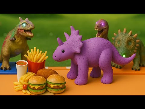 Adventure with Dinos - T-rex, Triceratops, Carnotauros | Learning Fun with Colorful Dinosaurs