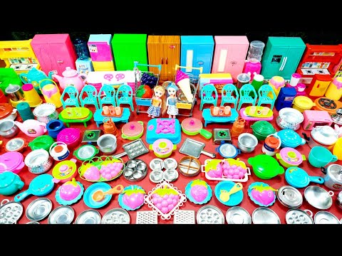 7 Minutes Satisfying with Unboxing Barbie Doll Kitchen Set | Doll House Plastic Set Toy Cooking Game