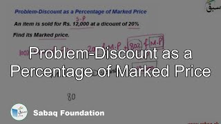 Problem-Discount as a Percentage of Marked Price