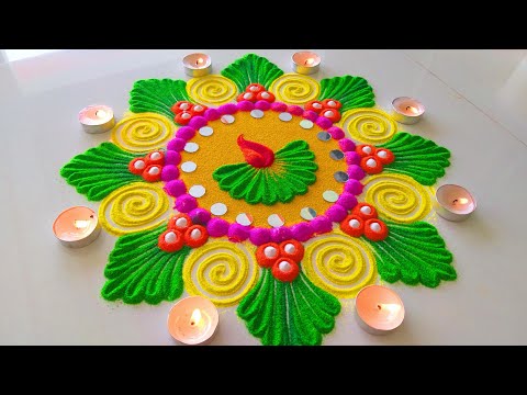 Beautiful Diwali Rangoli With Plate Trick | इस दिवाली Plate से बनाये Diwali Rangoli Design