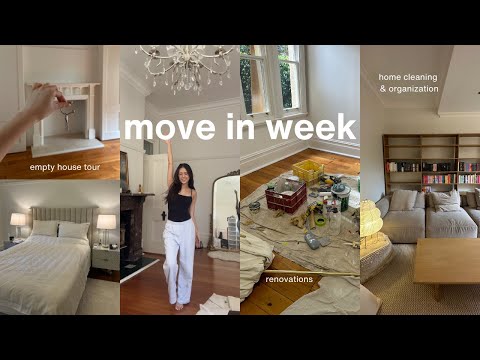 move in week 📦 empty house tour, unpacking the new house, new furniture, cleaning & organisation