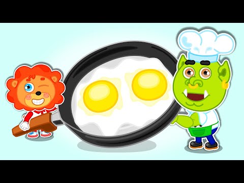Lion Family | Learns Cooking Breakfast for Mom | Cartoon for Kids