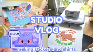 STUDIO VLOG #1 🩷 || Make stickers and T-shirts with me! ✨