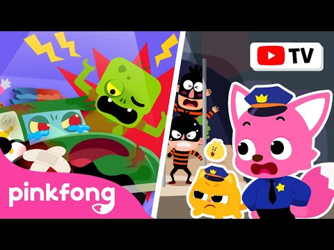 🚓 Zombie Police Car is Broken! | Car Town | Catch the Thief | Veo Veo | Pinkfong Car Story