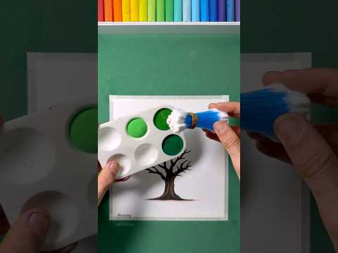 Easy Tree Painting Technique Using Q-tips 🌳