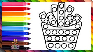 Dibuja y Colorea Un POP IT De Papas Fritas 🍟🌈 Dibujos Para Niños