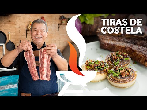 Churrasco de Tiras de Costela com Cebola Dourada