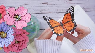 MANUALIDADES para REGALAR 🦋 CÓMO HACER UN RAMO DE FLORES DE PAPEL + MARCAPÁGINAS DE MARIPOSA