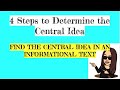 Identifying the Central Idea in Informational Texts