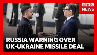 YouTube video thumbnail: Russia Warns of Growing Tension as UK Hands Ukraine Long-Range Missile Blueprints