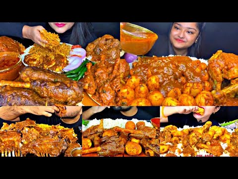 ASMR EATING SPICY CHICKEN CURRY, MUTTON CURRY, EGG CURRY | BEST INDIAN FOOD MUKBANG |Foodie India|