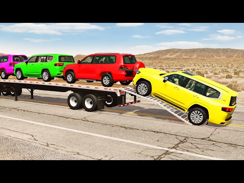Flatbed Truck Mcqueen  | Transportation with Truck - Pothole vs Car #290 - BeamNG.Drive