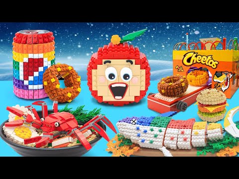 Lego Food ASMR | KFC Crispy Fried Chicken, Cheeseburger, Cheese Sticks Recipe! | Eating Show