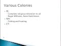 Colonial America: Key Concepts and Events