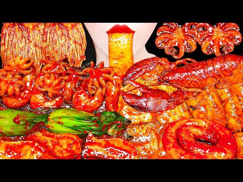 ASMR MUKBANG| Spicy FLEX Seafood Boil Lobster, Sausage, Octopus, Enoki Mushroom Cooking&Eating 먹방