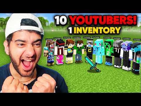 Minecraft, But 10 YouTubers Share a Single Inventory