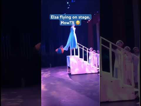 Elsa from frozen flies on stage. #elsa #fly #frozen #broadway #dress #magic #funny  #ai #snow #ia
