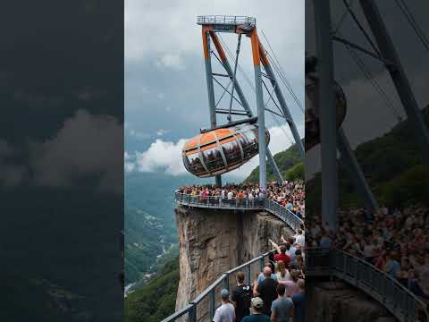 惊悚瞬间！大摆锤设施断裂⚡游客连人带座坠落悬崖！ #amusementpark  #collapse  #extreme #scene