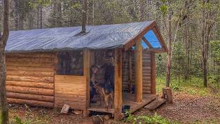 Living in a Siberian forest in a traditional log cabin and cooking fresh wild mushrooms